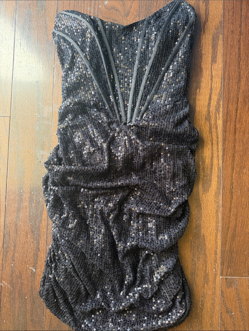 Hello Molly Black Strapless Sequin Mini Dress